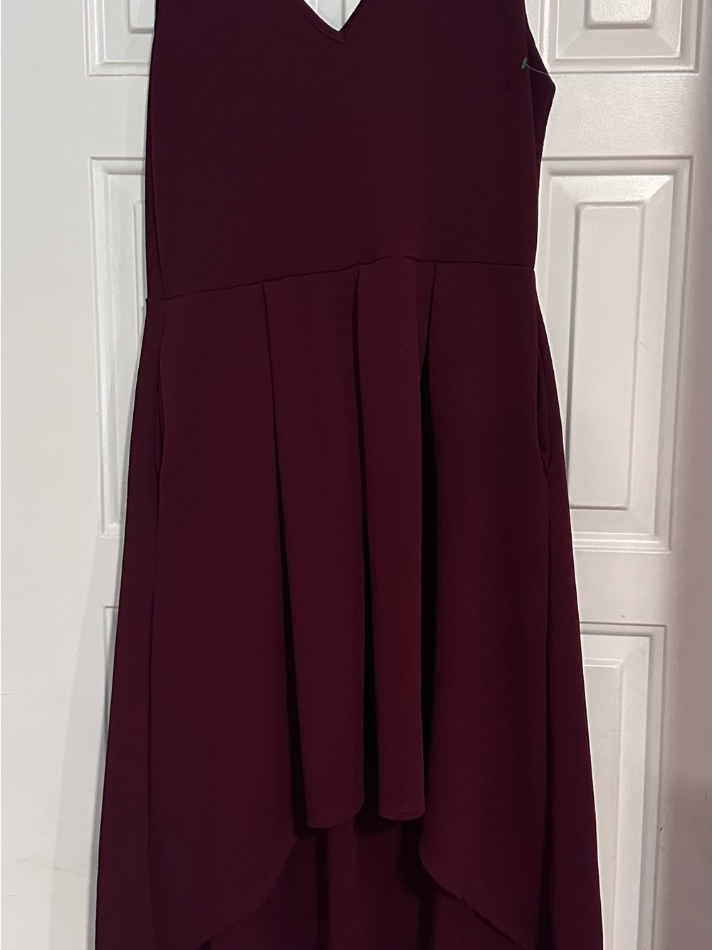 V-Neck High-Low Dress in Deep Burgundy